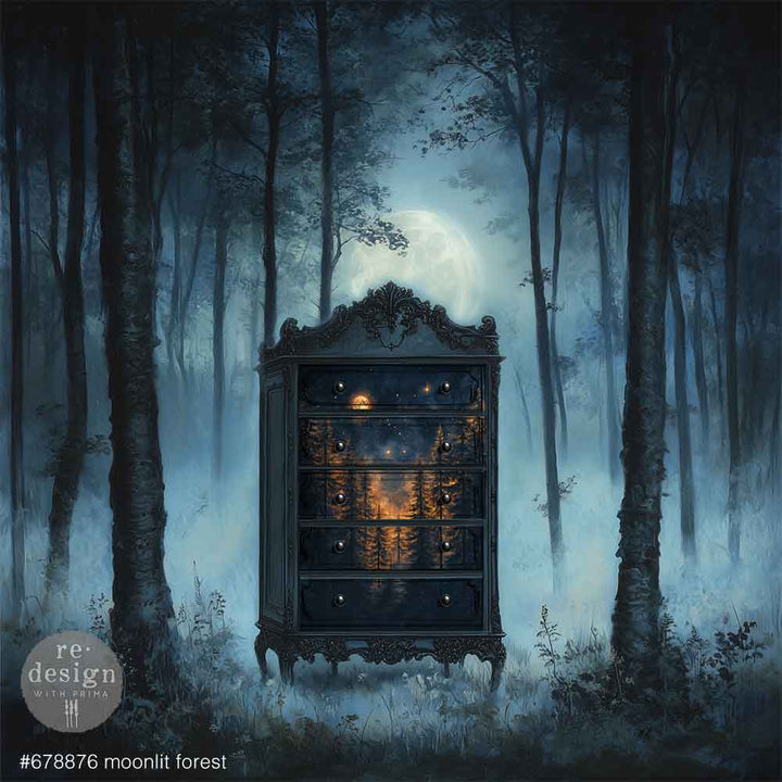 LIMITED! Redesign A1 Decoupage Fibre Paper - MOONLIT FOREST (59.44cm x 84.07cm)