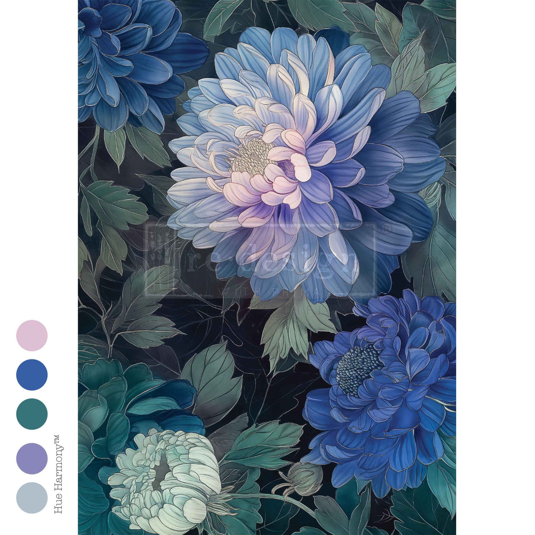 LIMITED! Redesign A3 Decoupage Fibre Paper - MOONLIT PERIWINKLE (29.7cm x 41.9cm) - Rustic Farmhouse Charm