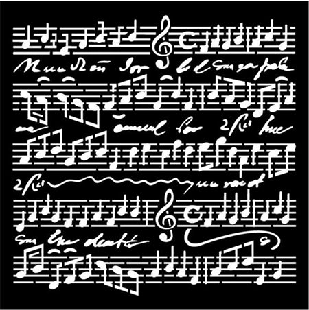 MUSIC SCORES Stencil by Stamperia (18cm x 18cm) - Rustic Farmhouse Charm