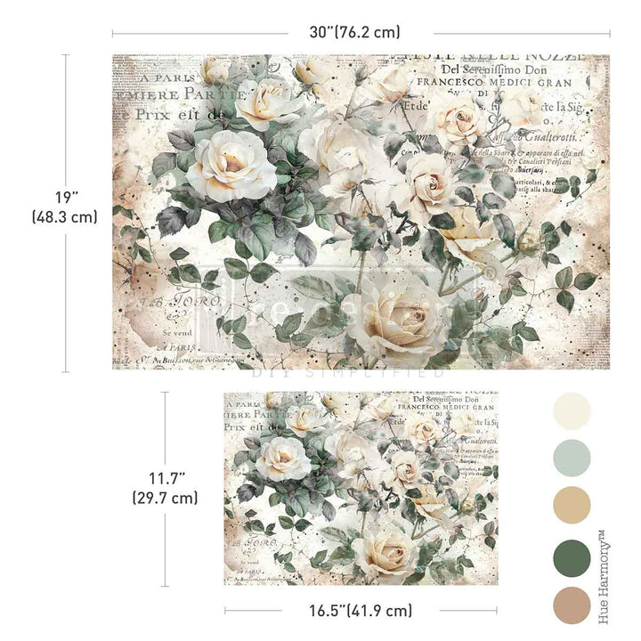 NEW! Redesign Double Delight Decoupage Fibre Paper Set (2 Sheets) - MY GARDEN WHIMSY - Rustic Farmhouse Charm