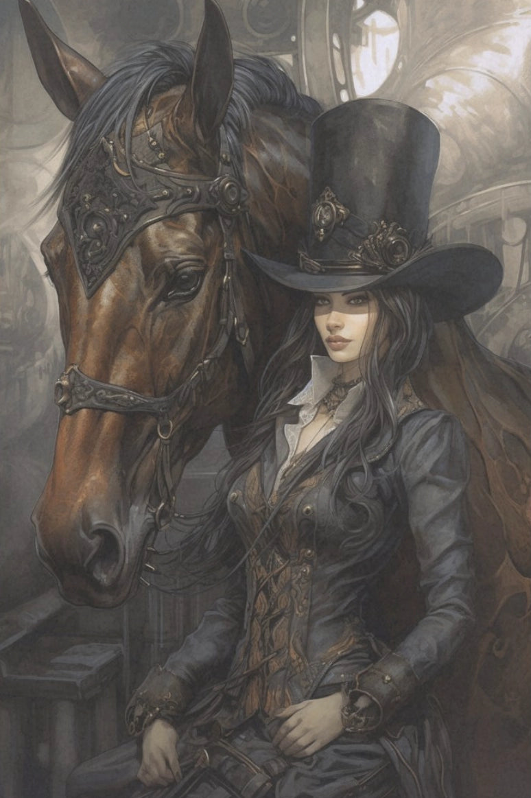 Decoupage Tissue Paper - Night Lady with Her Horse (50.8cm x 76.2cm) - Rustic Farmhouse Charm