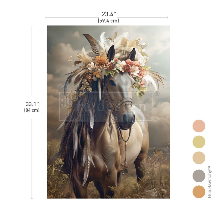 LIMITED! Redesign A1 Decoupage Fibre Paper - NOBLE STEED (59.44cm x 84.07cm) - Rustic Farmhouse Charm