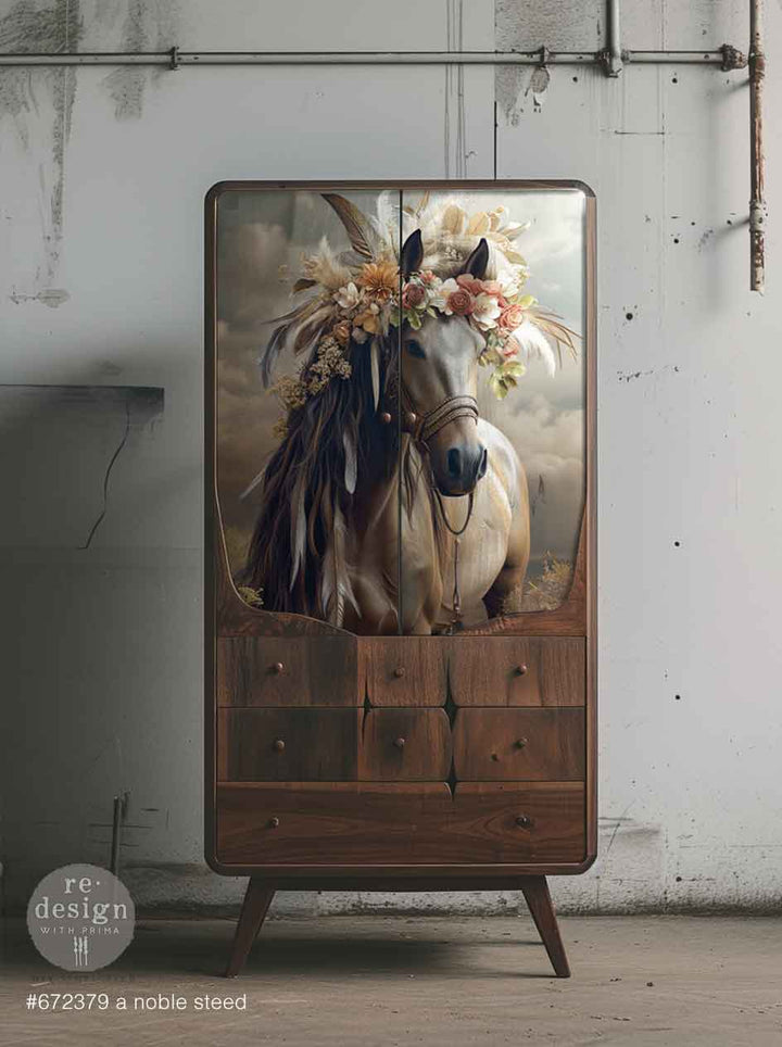LIMITED! Redesign A1 Decoupage Fibre Paper - NOBLE STEED (59.44cm x 84.07cm) - Rustic Farmhouse Charm