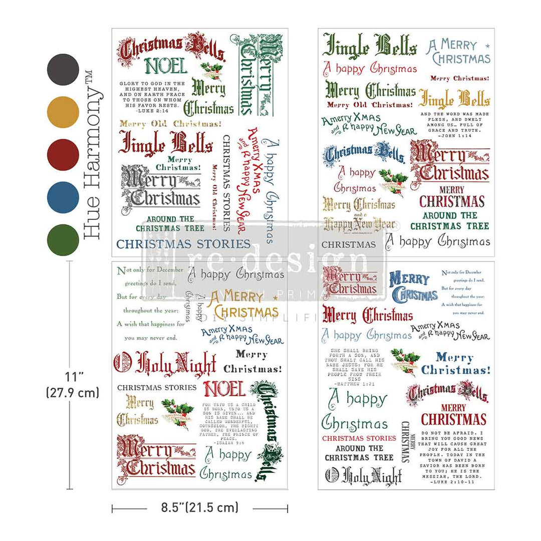 NEW! Redesign Middy Transfer - NOEL IN SCRIPT (3+1 sheets, each 21.59cm x 27.94cm)
