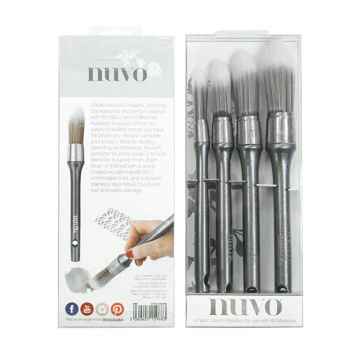 Nuvo Stencil Brushes (Pack of 4) - Rustic Farmhouse Charm