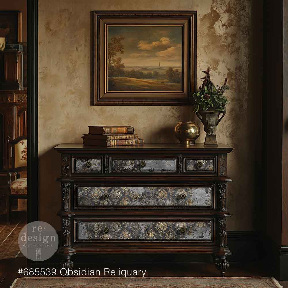 LIMITED! Redesign Decoupage Fibre - OBSIDIAN RELIQUARY (49.53cm x 76.2cm)