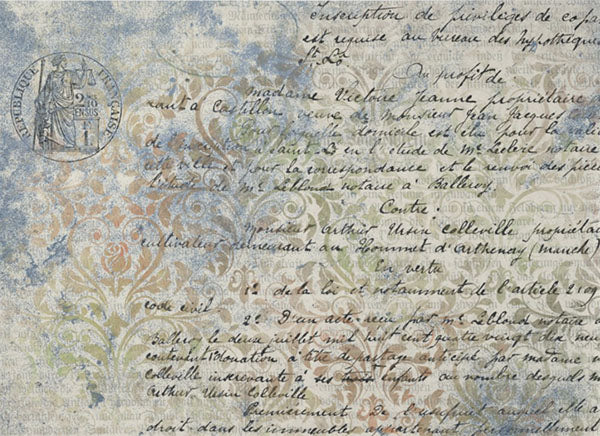 Decoupage Tissue Paper - Old French Damask Script (53.34cm x 73.66cm)