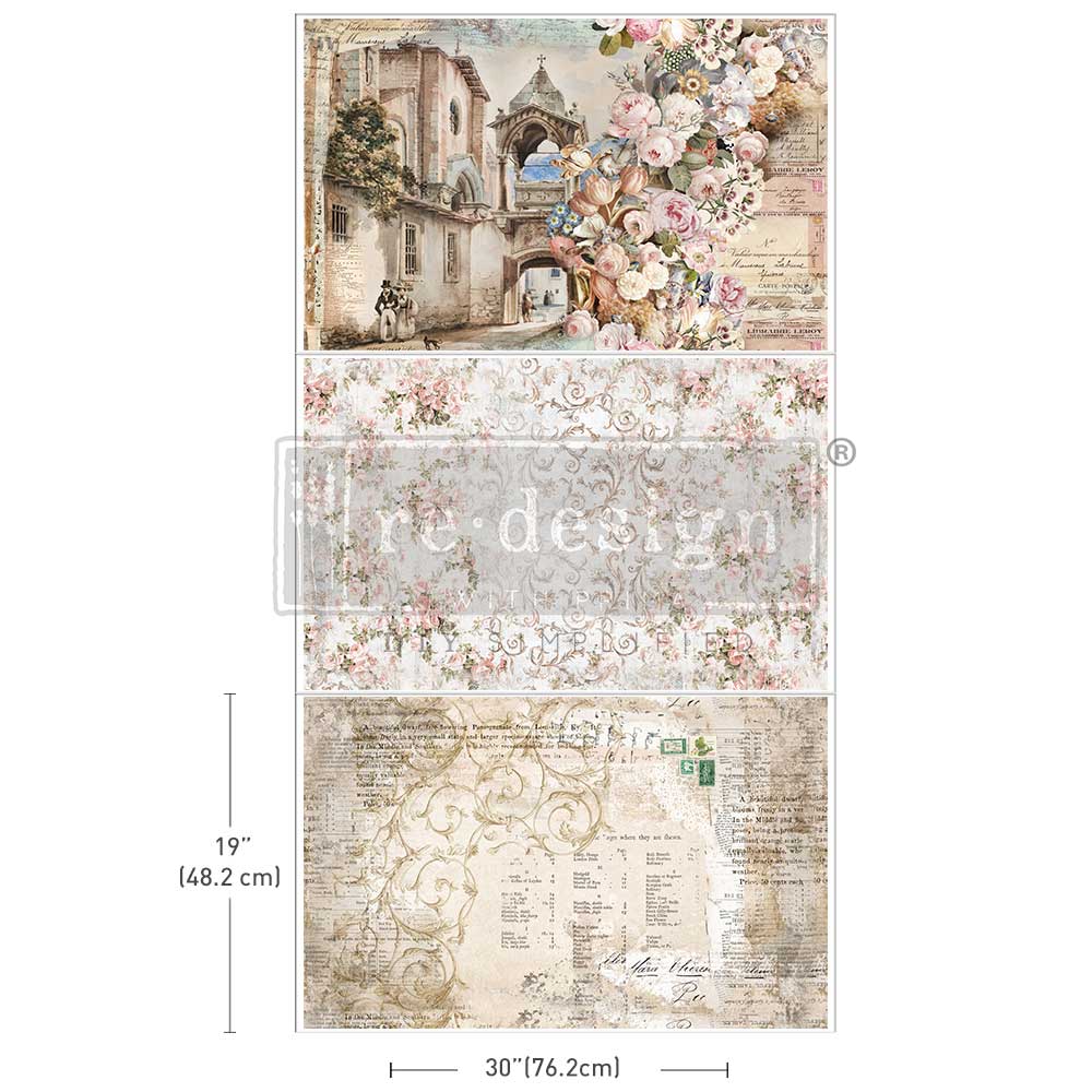 NEW! Redesign Decoupage Tissue Paper Pack - OLD WORLD CHARM (3 sheets, each 49.53cm x 76.2cm) - Rustic Farmhouse Charm
