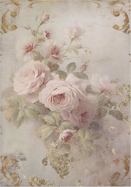 Decoupage Tissue Paper - Old World Faded Roses (35.56cm x 50.8cm) - Rustic Farmhouse Charm