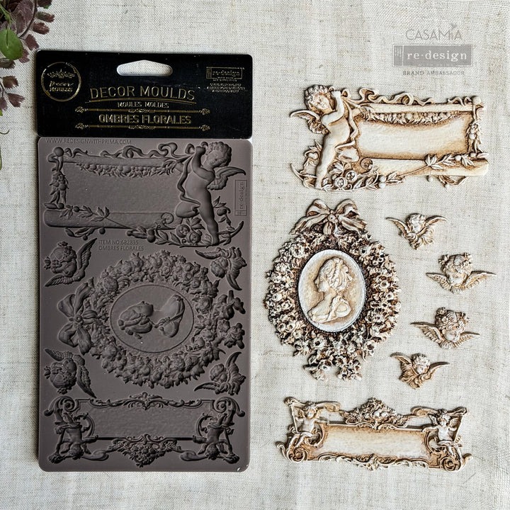 NEW! Redesign Mould - OMBRES FLORALES (5" x 8") - Rustic Farmhouse Charm