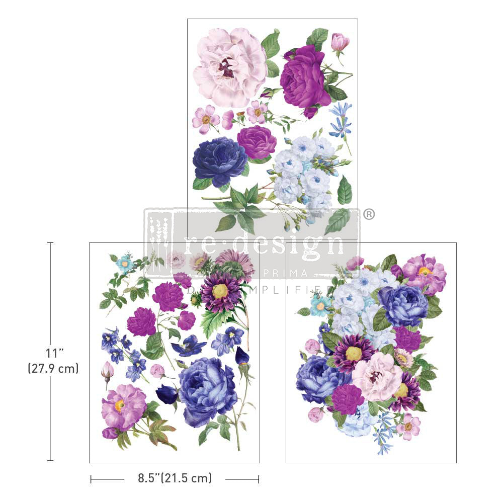 OPULENT FLORALS Redesign Middy Transfer (3 sheets, each 21.59cm x 27.94cm) - Rustic Farmhouse Charm