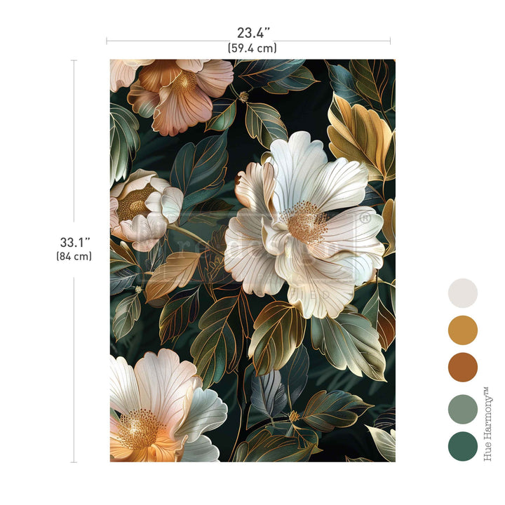 LIMITED! Redesign A1 Decoupage Fibre Paper - OPULENT PETAL (59.44cm x 84.07cm) - Rustic Farmhouse Charm