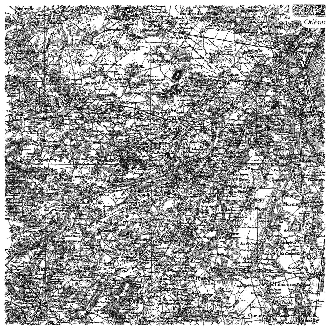 NEW! IOD Stamp - ORLEANS (12"x12", 30.48cm x 30.48cm) - Rustic Farmhouse Charm