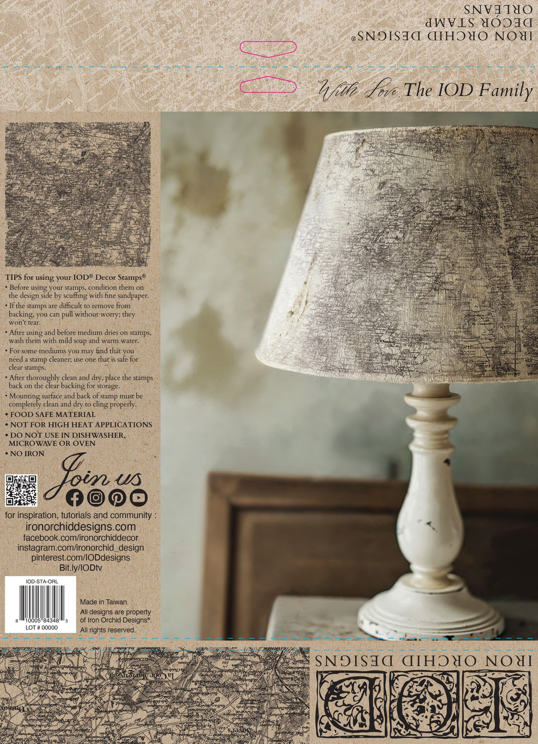 NEW! IOD Stamp - ORLEANS (12"x12", 30.48cm x 30.48cm) - Rustic Farmhouse Charm