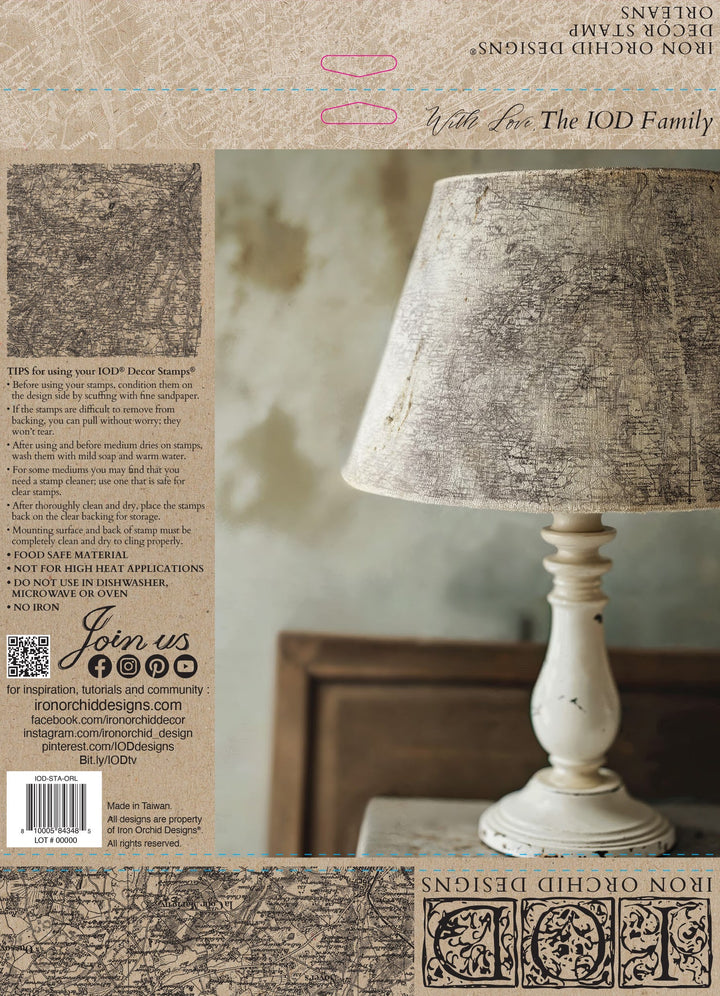 NEW! IOD Stamp - ORLEANS (12"x12", 30.48cm x 30.48cm) - Rustic Farmhouse Charm