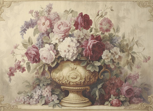 Decoupage Tissue Paper - Ornate Urn of Flowers (53.34cm x 73.66cm)
