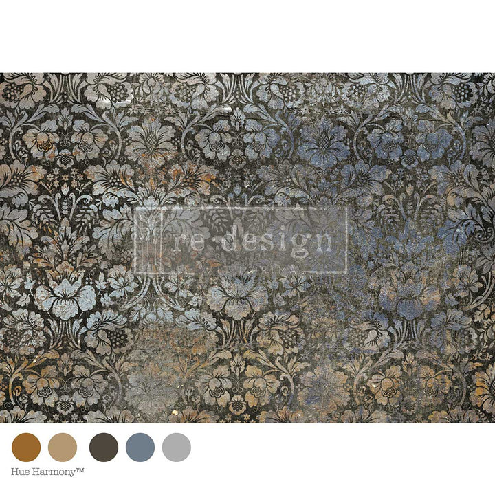 LIMITED! Redesign A1 Decoupage Fibre Paper - OXIDISED GARDEN (59.44cm x 84.07cm) - Rustic Farmhouse Charm
