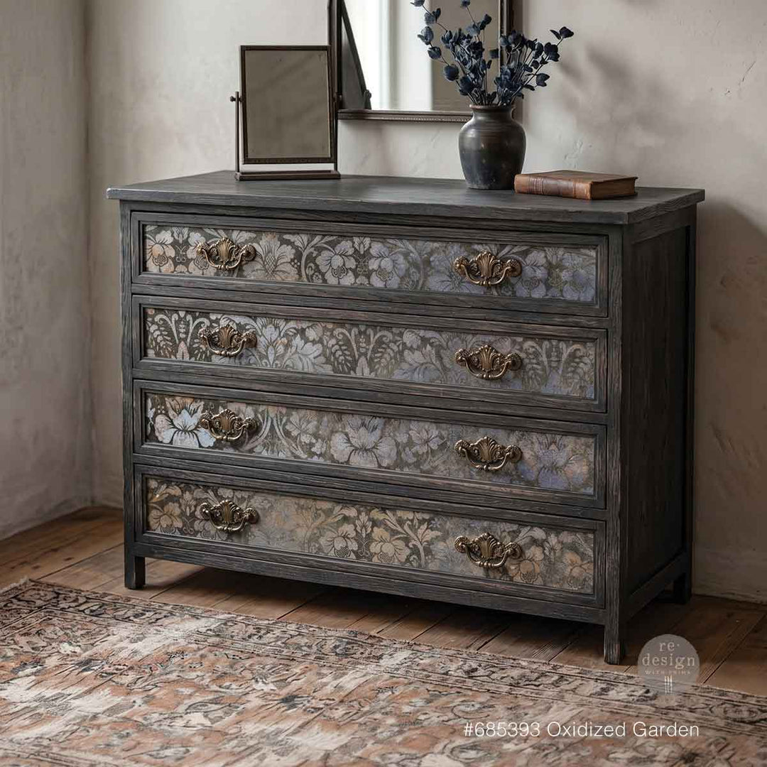 LIMITED! Redesign A1 Decoupage Fibre Paper - OXIDISED GARDEN (59.44cm x 84.07cm) - Rustic Farmhouse Charm