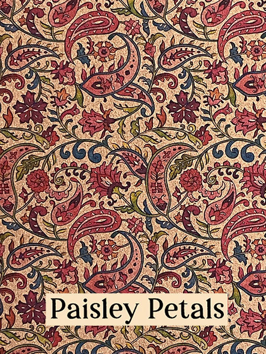 Adhesive Cork Fabric - PAISLEY PETALS