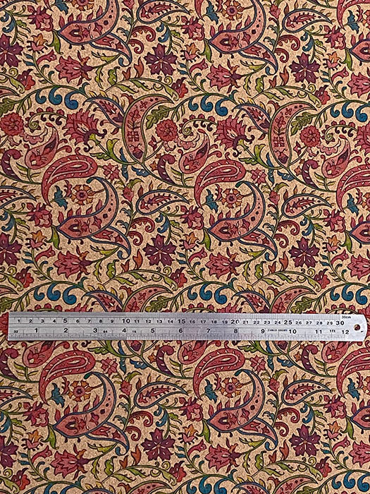 Adhesive Cork Fabric - PAISLEY PETALS