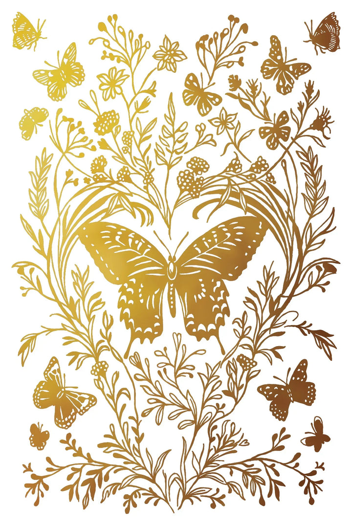 NEW! IOD Gold & Silver Foil Transfer Pad - PAPILLON (set of eight 8"x12" sheets) - Rustic Farmhouse Charm