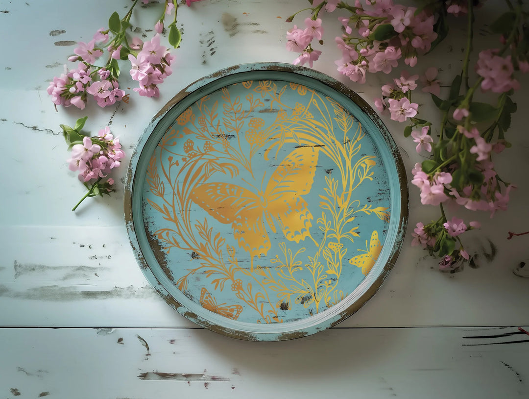 NEW! IOD Gold & Silver Foil Transfer Pad - PAPILLON (set of eight 8"x12" sheets) - Rustic Farmhouse Charm