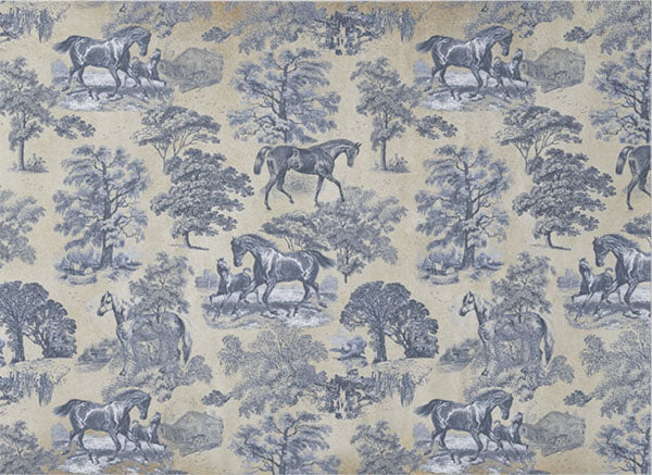 Decoupage Tissue Paper - Pastoral Equine Toile (53.34cm x 73.66cm) - Rustic Farmhouse Charm
