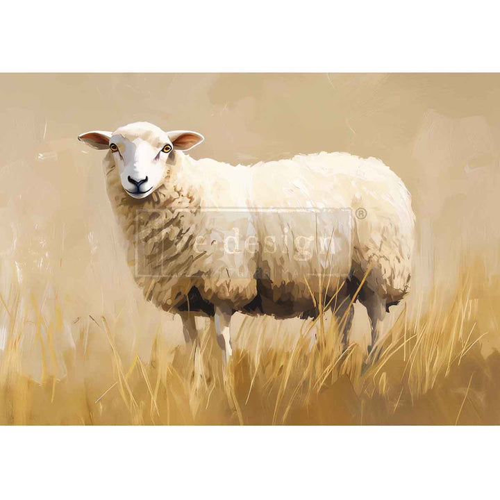 LIMITED! Redesign A3 Decoupage Fibre Paper - PASTURE DREAMS (29.7cm x 41.9cm) - Rustic Farmhouse Charm