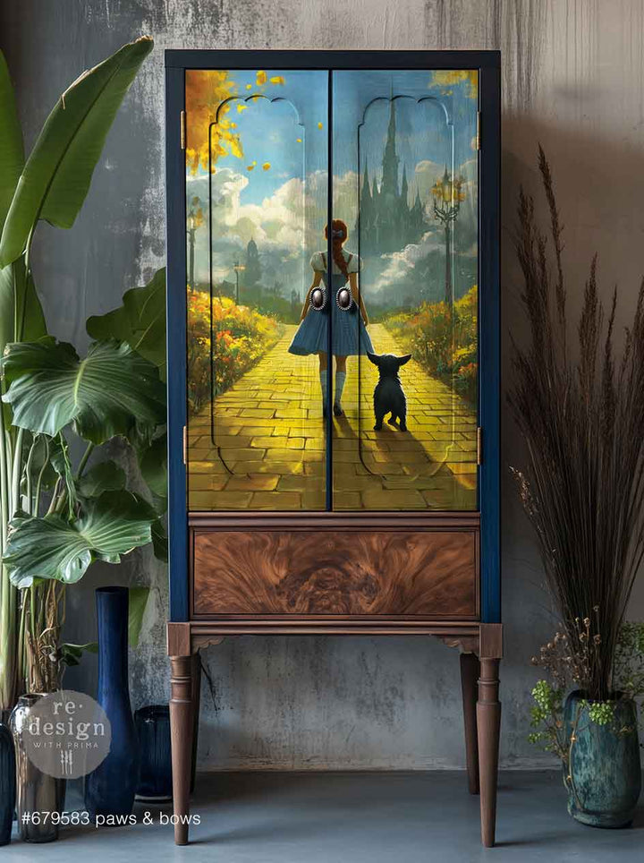 LIMITED! Redesign A1 Decoupage Fibre Paper - PAWS & BOWS (59.44cm x 84.07cm) - Rustic Farmhouse Charm