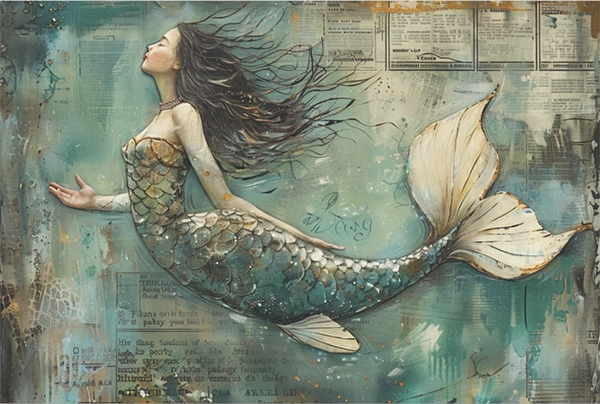 Decoupage Tissue Paper - Pensive Mermaid (50.8cm x 76.2cm) - Rustic Farmhouse Charm