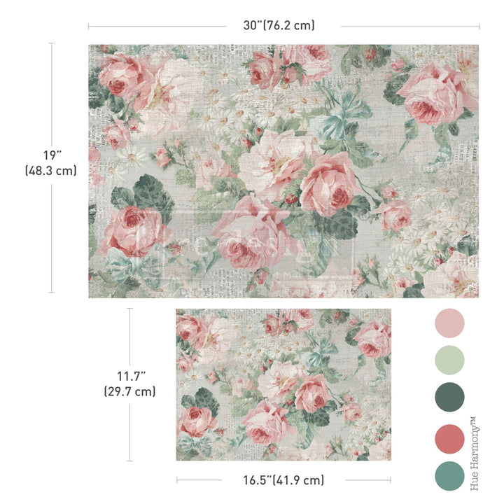 NEW! Redesign Double Delight Decoupage Fibre Paper Set (2 Sheets) - PINK BLOSSOM BLISS - Rustic Farmhouse Charm