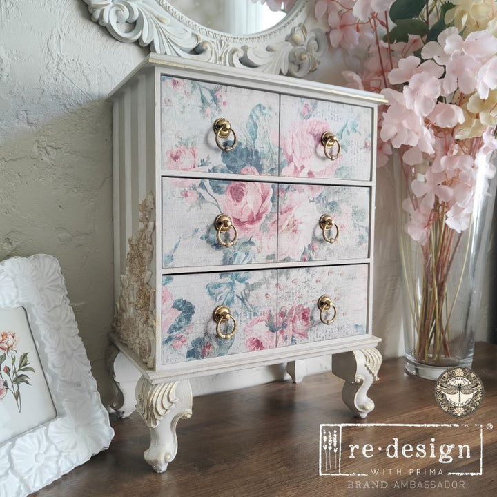 NEW! Redesign Double Delight Decoupage Fibre Paper Set (2 Sheets) - PINK BLOSSOM BLISS - Rustic Farmhouse Charm