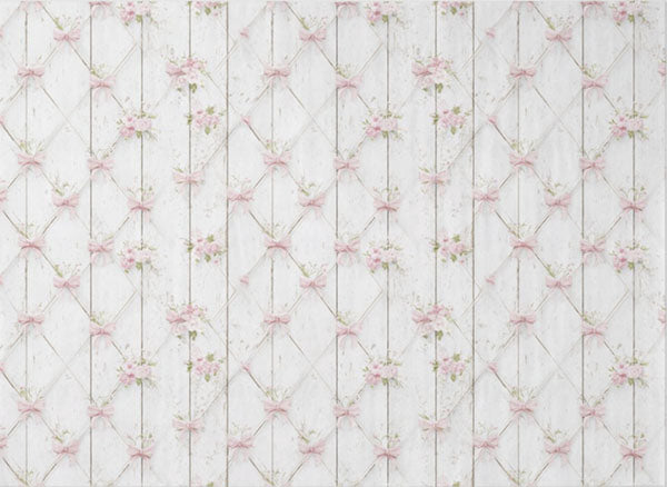 Decoupage Tissue Paper - Pink Ribbon Rose Lattice (53.34cm x 73.66cm) - Rustic Farmhouse Charm