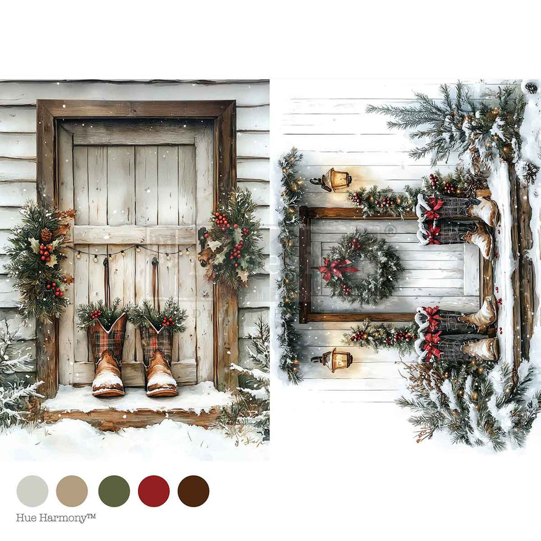 NEW! Redesign A4 Decoupage Fibre Paper - PLAID & PINE - Rustic Farmhouse Charm