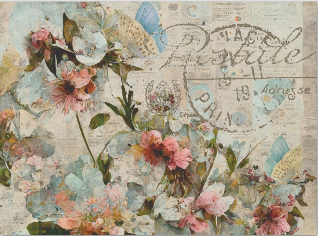 Decoupage Tissue Paper - Postale Florals (43.18cm x 58.42cm) - Rustic Farmhouse Charm