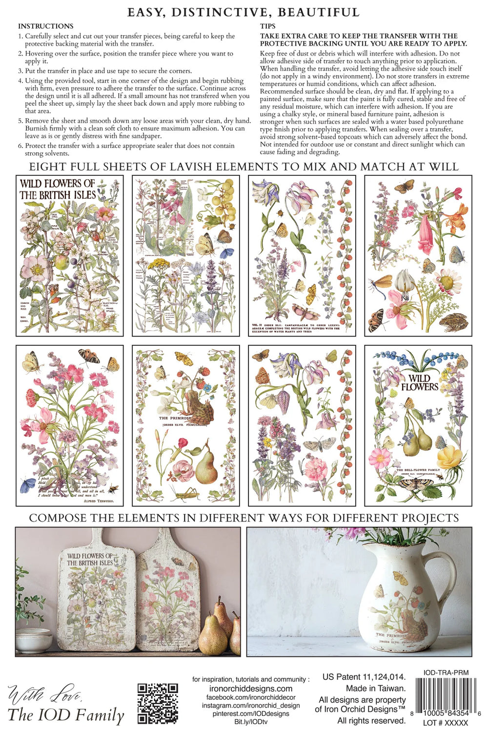 NEW! IOD Transfer Pad - PRIMROSE ISLE (set of eight 8"x12" sheets) - Rustic Farmhouse Charm