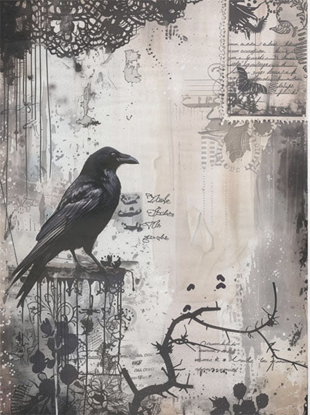 Decoupage Tissue Paper - Raven in Thought (45.72cm x 60.96cm)
