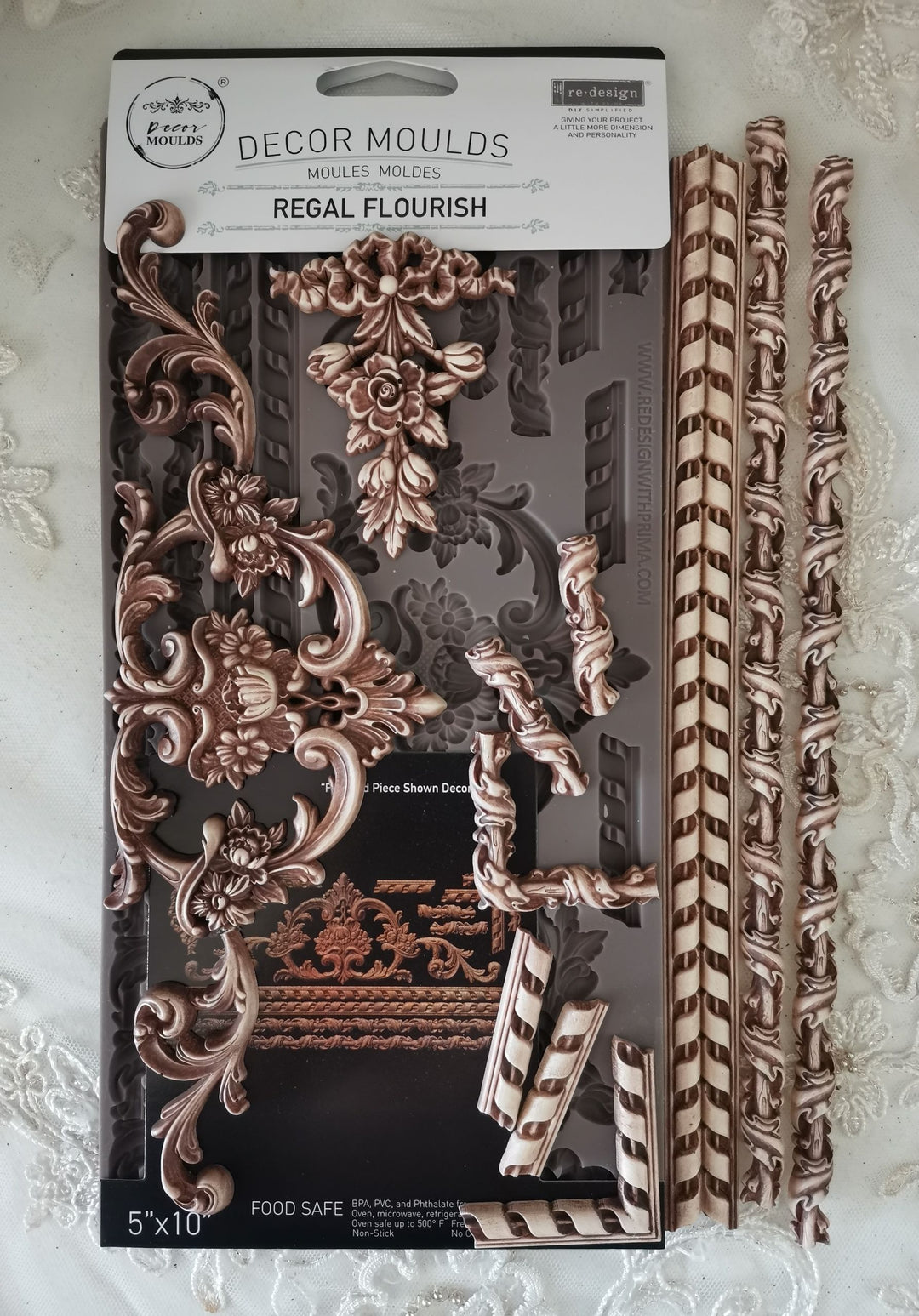 NEW! Redesign Mould - REGAL FLOURISH (5" x 10") - Rustic Farmhouse Charm