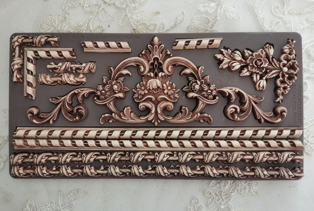 NEW! Redesign Mould - REGAL FLOURISH (5" x 10") - Rustic Farmhouse Charm