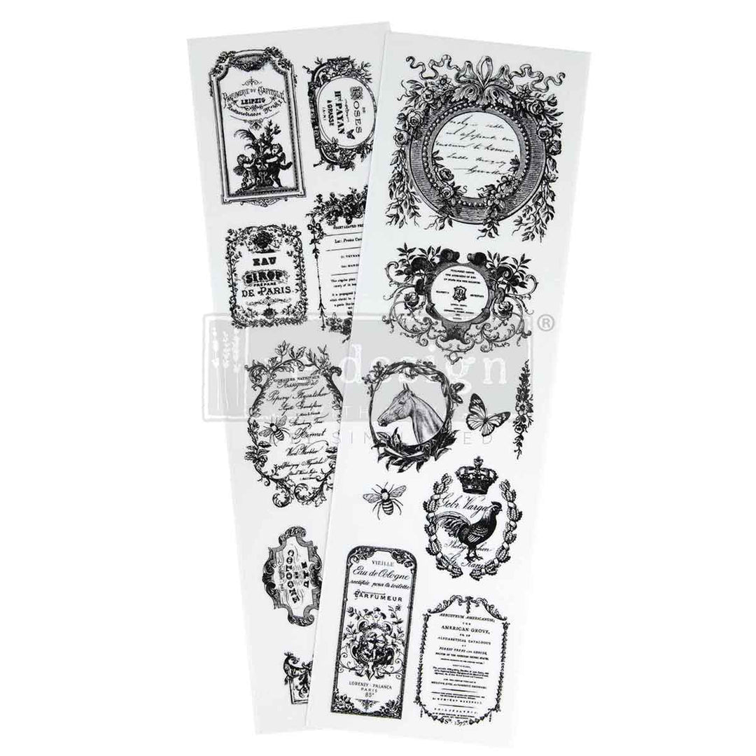 NEW! Redesign Luxe Transfer - ROMANCE EN FLEUR (2 sheets, 8.25cm x 29.2cm) - Rustic Farmhouse Charm