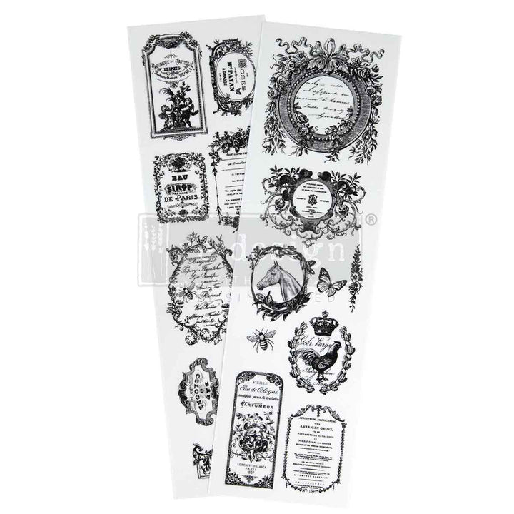 NEW! Redesign Luxe Transfer - ROMANCE EN FLEUR (2 sheets, 8.25cm x 29.2cm) - Rustic Farmhouse Charm