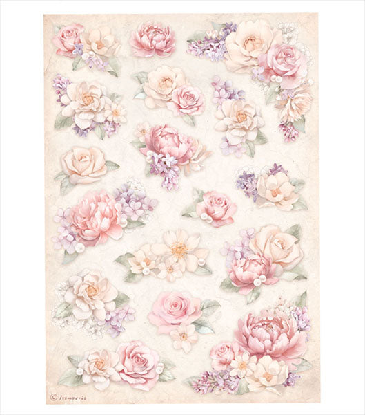 ROMANCE FOREVER FLORAL BACKGROUND Rice Paper by Stamperia (A4) - Rustic Farmhouse Charm