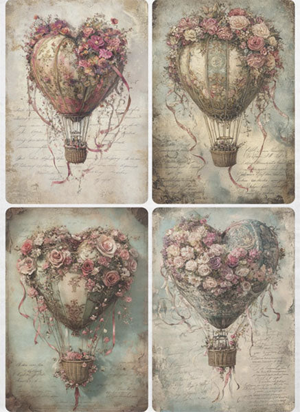 Decoupage Tissue Paper - Romantic Hot Air Balloons (51.4cm x 73.66cm)