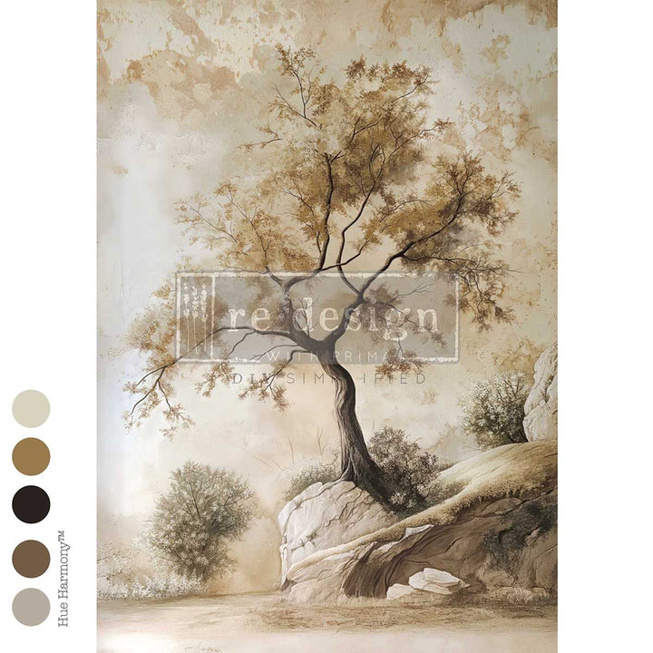 LIMITED! Redesign A1 Decoupage Fibre Paper - ROOTED IN STONE (59.44cm x 84.07cm) - Rustic Farmhouse Charm