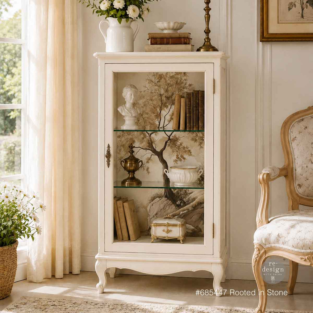 LIMITED! Redesign A1 Decoupage Fibre Paper - ROOTED IN STONE (59.44cm x 84.07cm) - Rustic Farmhouse Charm