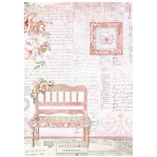 ROSELAND BENCH Rice Paper by Stamperia (A4) - Rustic Farmhouse Charm
