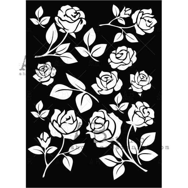 ABstudio Stencil - ROSES ID-228 (18cmx25cm) - Rustic Farmhouse Charm