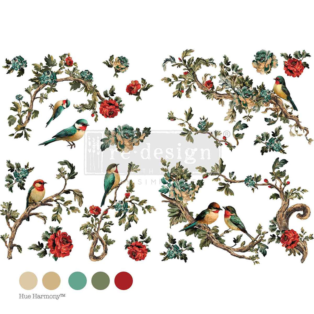 NEW! Redesign Transfer - ROSETTE AVIARY (60.96cm x 88.9cm) - Rustic Farmhouse Charm