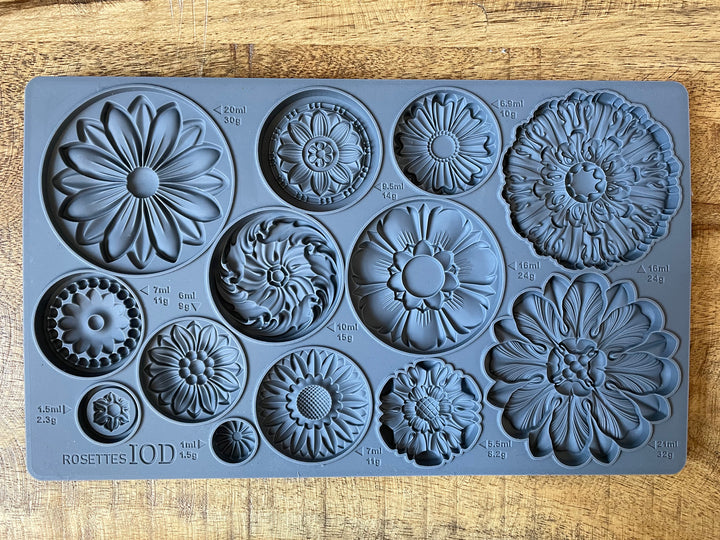 ROSETTES Mould by IOD (6"x10", 15.24cm x 25.4cm) - Rustic Farmhouse Charm