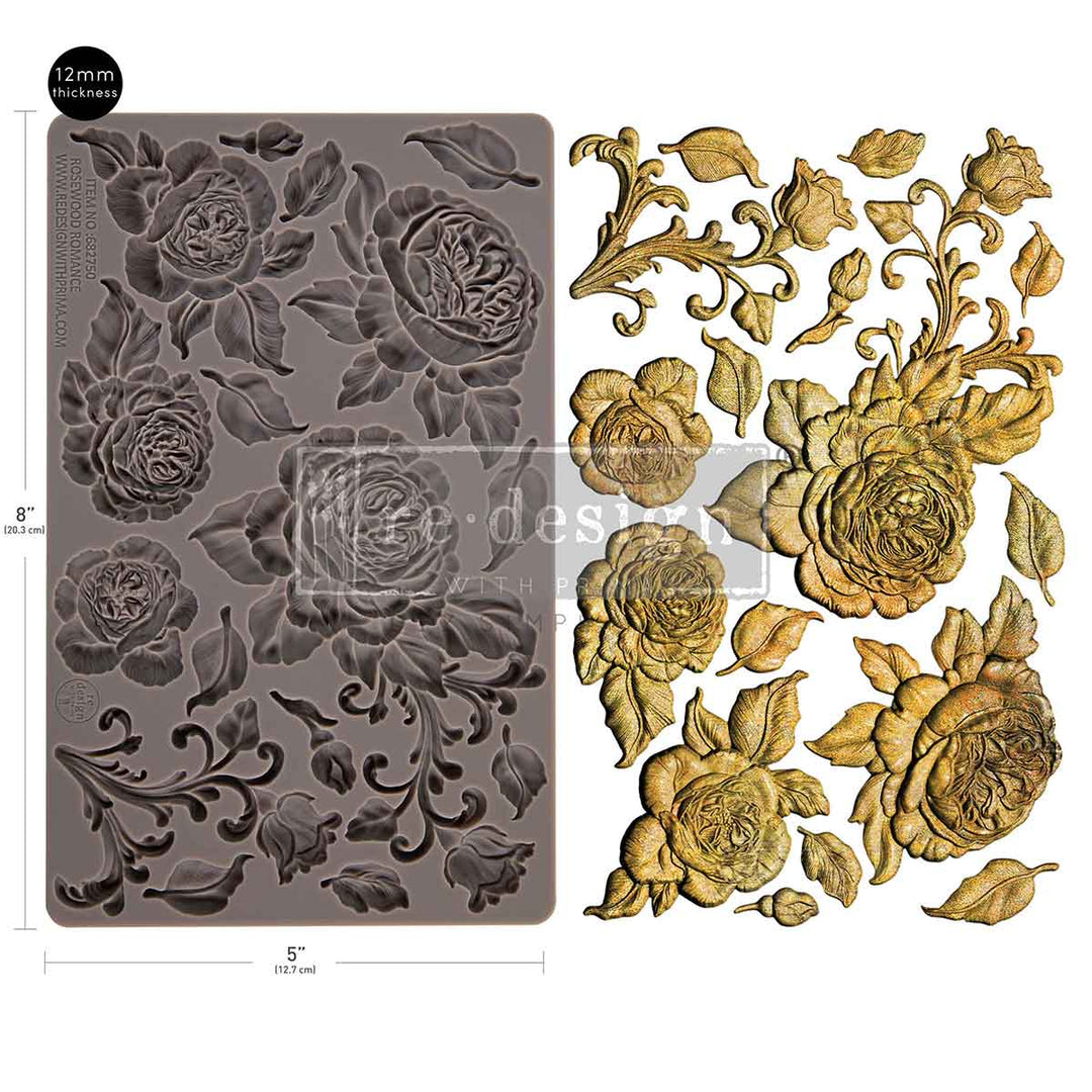 NEW! Redesign Mould - ROSEWOOD ROMANCE (5" x 8", thicker at 12mm) - Rustic Farmhouse Charm